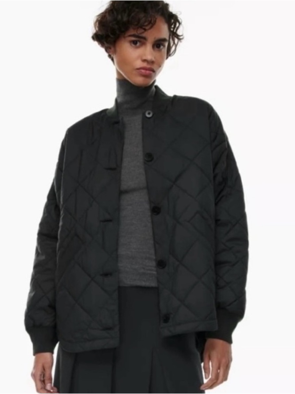 Aritzia Wilfred Black Pavant Quilted Oversized Jacket Lightweight Sz XS